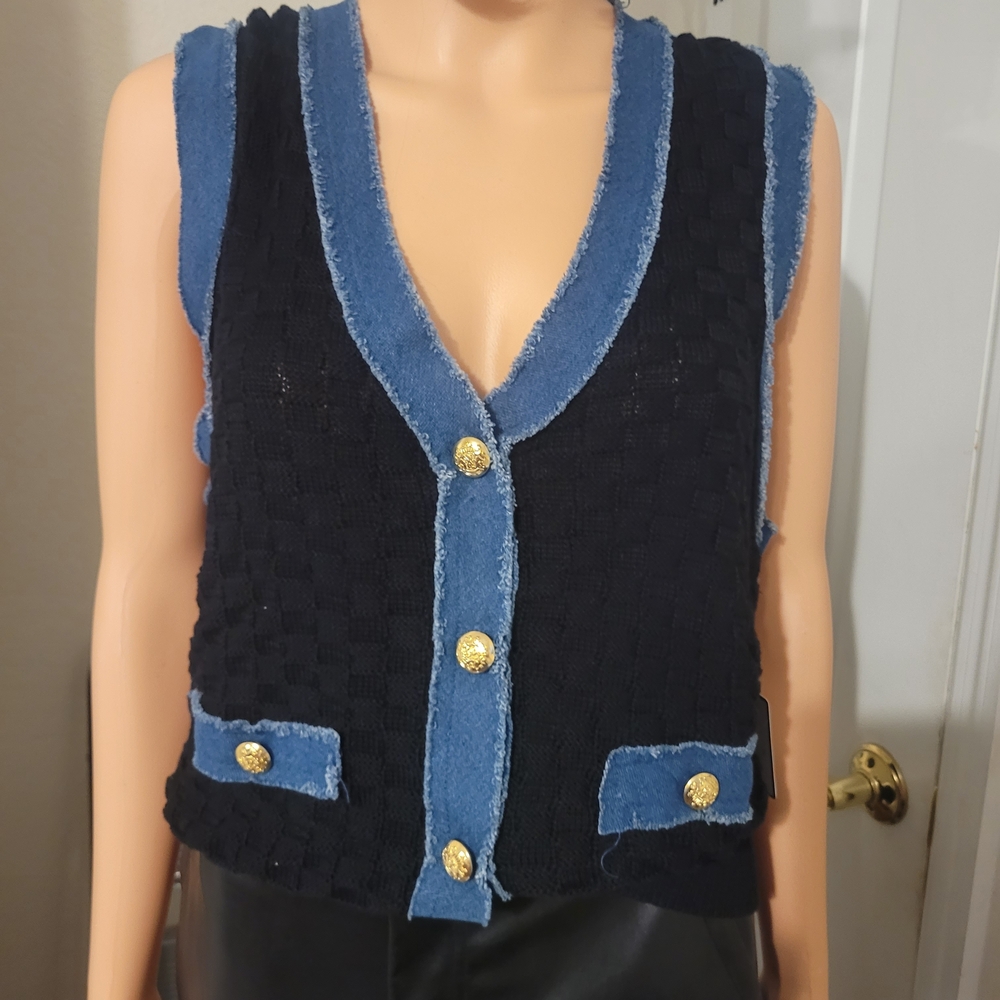 Stylish Black and Blue Women's Tank Top